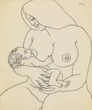 Untitled by F. N. Souza, Ink on paper, sold Mar 2012