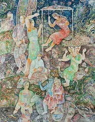 Memory of the Time by Sakti Burman, Oil on canvas, sold Mar 2012