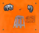 Middle Class Springboard (Auto Plastic) by Justin Ponmany, Acrylic, hologram and oil on canvas, sold Mar 2012
