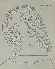 Untitled by F. N. Souza, Pen on paper, sold Feb 2012