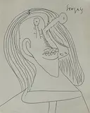 Untitled by F. N. Souza, Pen on paper, sold Feb 2012