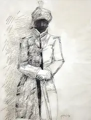 Untitled by K. M. Adimoolam, Pen and ink on paper, sold Feb 2012