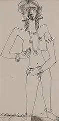 Untitled by K. Laxma Goud, Ink and watercolour on paper, sold Feb 2012