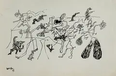 Untitled by Himmat Shah, Pen and ink on paper, sold Feb 2012