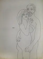 Untitled by F. N. Souza, Ink on paper, sold Feb 2012