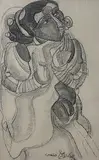 Untitled by Thota Vaikuntam, Charcoal on board pasted on board, sold Feb 2012