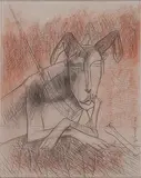 Untitled by Ganesh Pyne, Mixed media on paper, sold Feb 2012