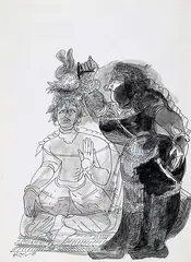 Untitled by K. M. Adimoolam, Pen and ink on paper, sold Feb 2012