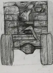 Untitled by Krishen Khanna, Charcoal on paper, sold Feb 2012