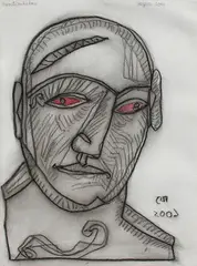 Agonised (Man) by Jogen Chowdhury, Dry Pastel on paper, sold Feb 2012
