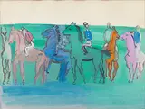 Groupe de jockeys et chevaux (Group of Jockeys and Horses) by Raoul Dufy, Watercolour and gouache on paper, offered Feb 2012
