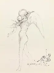 Untitled (Angels) by Salvador Dalí, 1962, Brush and Ink on paper, sold Feb 2012