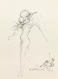 Untitled (Angels) by Salvador Dalí, 1962, Brush and Ink on paper, sold Feb 2012