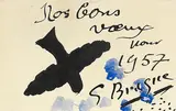 Nos Bons Voeux (Our Best Wishes) by Georges Braque, 1957, Brush and ink with watercolour on card, offered Feb 2012