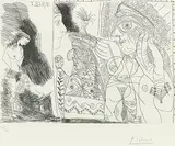 Écrivain avec son égérie.... by Pablo Picasso, Etching on Rives paper, offered Feb 2012