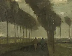 L’Allee aux deux promeneurs (Lane with Two Figures) by Vincent van Gogh, Oil on canvas laid down on panel, sold Feb 2012
