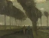 L’Allee aux deux promeneurs (Lane with Two Figures) by Vincent van Gogh, Oil on canvas laid down on panel, sold Feb 2012