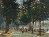 Champs Élysées, Paris by Edward Seago, Oil on board, offered Feb 2012