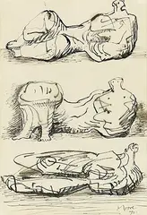 Three Reclining Figures by Henry Moore, Pen and ink with wash on paper, sold Feb 2012