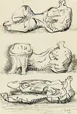 Three Reclining Figures by Henry Moore, Pen and ink with wash on paper, sold Feb 2012
