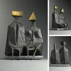 Maquette II Two Sitting Figures by Lynn Chadwick, Bronze, sold Feb 2012