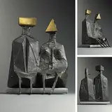 Maquette II Two Sitting Figures by Lynn Chadwick, Bronze, sold Feb 2012
