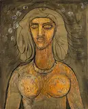 Bust of a Young Woman by F. N. Souza, Oil on board, sold Dec 2011