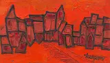 Red Landscape by F. N. Souza, Oil on canvas, sold Dec 2011