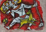 Untitled by M. F. Husain, Mixed media on paper, sold Dec 2011
