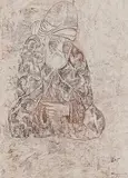 Maulana by Krishen Khanna, Conte on paper, sold Dec 2011