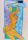 Nauch Girl by M. F. Husain, Acrylic on canvas, offered Dec 2011