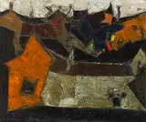 Le Village by S. H. Raza, Oil on canvas, offered Dec 2011