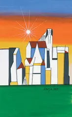 Cityscape by F. N. Souza, Gouache on paper, sold Dec 2011