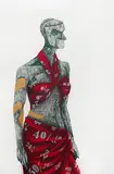 Upto 50% Off by Phaneendra Nath Chaturvedi, Pencil, crayons and acrylic on archival paper, sold Nov 2011