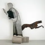 Untitled by Sumedh Rajendran, Perforated iron, leather, stainless steel and concrete, sold Nov 2011