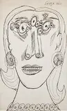 Untitled by F. N. Souza, Ink on paper, sold Sep 2011