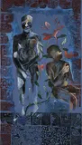 Untitled by Bhupen Khakhar, Acrylic on printed fabric, sold Sep 2011