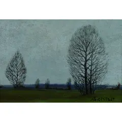 Untitled (Study of Trees) by Albert Bierstadt, oil on canvas board, sold May 2026