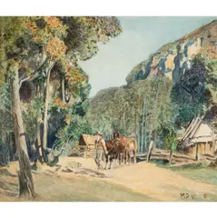 Untitled (Ranch Scene) by Maynard Dixon, 1907, watercolor, sold May 2026