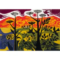 Morning in the Valley by Emmy Lou Packard, 1982, linocut on paper, sold May 2026