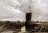 Windmill in a landscape by James Webb, oil on canvas, sold Dec 2015