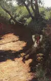 Boy resting on a country lane by John White, oil on canvas, sold Dec 2015