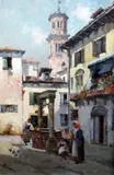 Figures beside a well in an Italian square by Thomas Greenhalgh, oil on canvas, sold Dec 2015