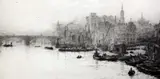 2 etchings,The City from Waterloo Bridge and another Thames scene by William Lionel Wyllie, pencil, sold Dec 2015