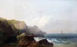 Figures along the coast by Joseph Horlor, oil on canvas, sold Dec 2015