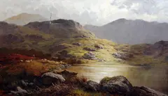 Loch scene by Charles Stuart, oil on canvas, sold Dec 2015
