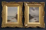 Tranquil river landscapes by Nils Hans Christiansen, oil, sold Dec 2015