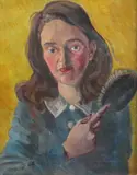 Portrait of a lady brushing her hair by Edward Wolfe, oil on canvas, sold Dec 2015