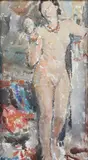 Interior with standing female nude,24 x 14in by Ethel Walker, oil on canvas, sold Dec 2015
