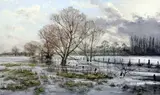 River Thame in the flood by Brian Bennett Pproi, oil on canvas, sold Dec 2015